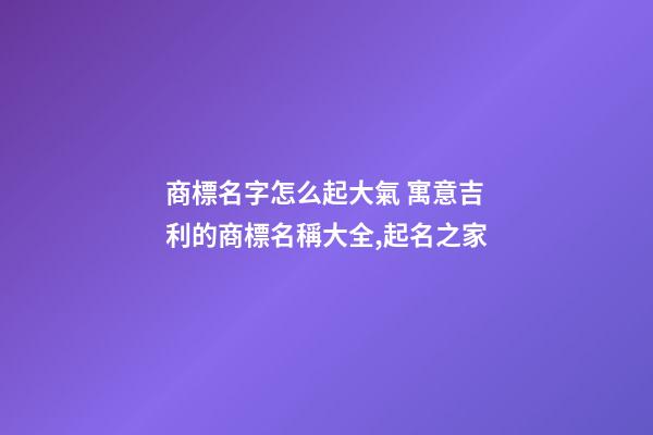 商標名字怎么起大氣 寓意吉利的商標名稱大全,起名之家-第1張-商標起名-玄機派
